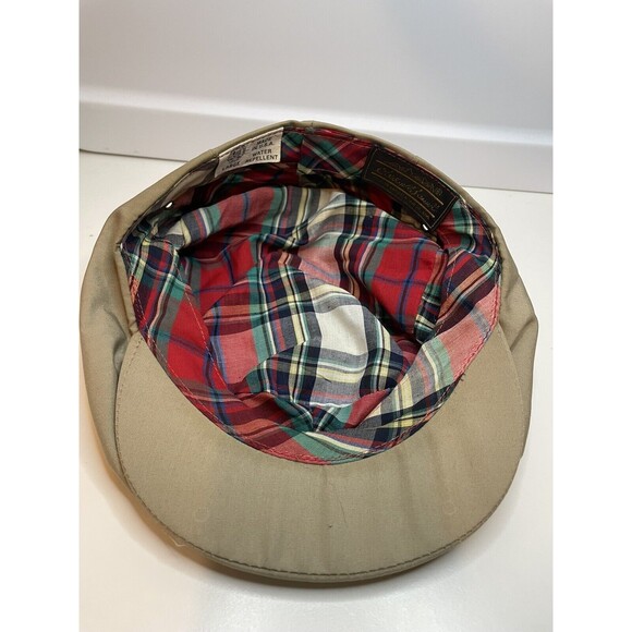 Vintage Eddie Bauer Newsboy Golf Cabby Hat Cap Sz Large Beige Plaid Lined USA - Picture 4 of 6